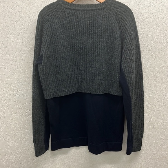 Acne Hurst Knit Long Sleeve Layered Sweater Navy & Gray Size M Merino Wool - Picture 9 of 10